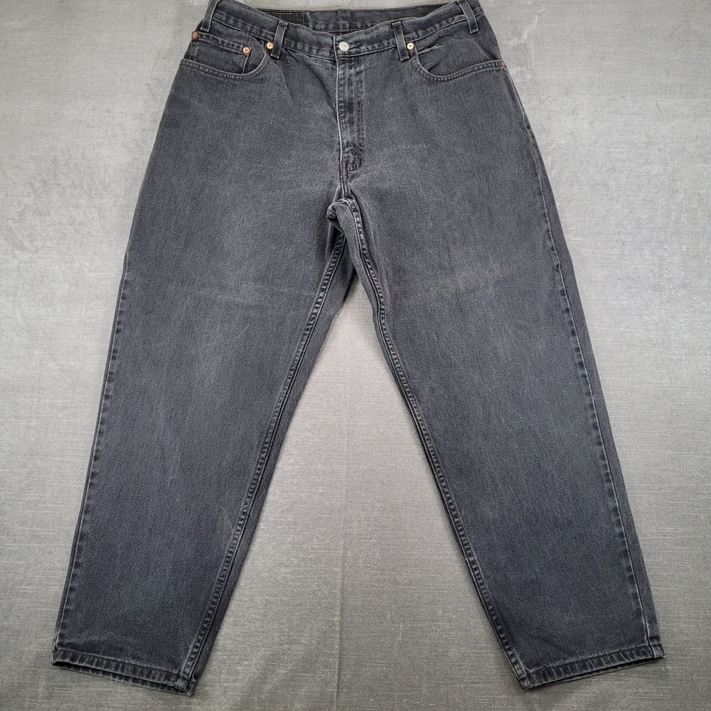 Levis 560 90's Jeans Mens‎ Actual Sz 35x28 Black Denim Tapered Leg Vintage Baggy